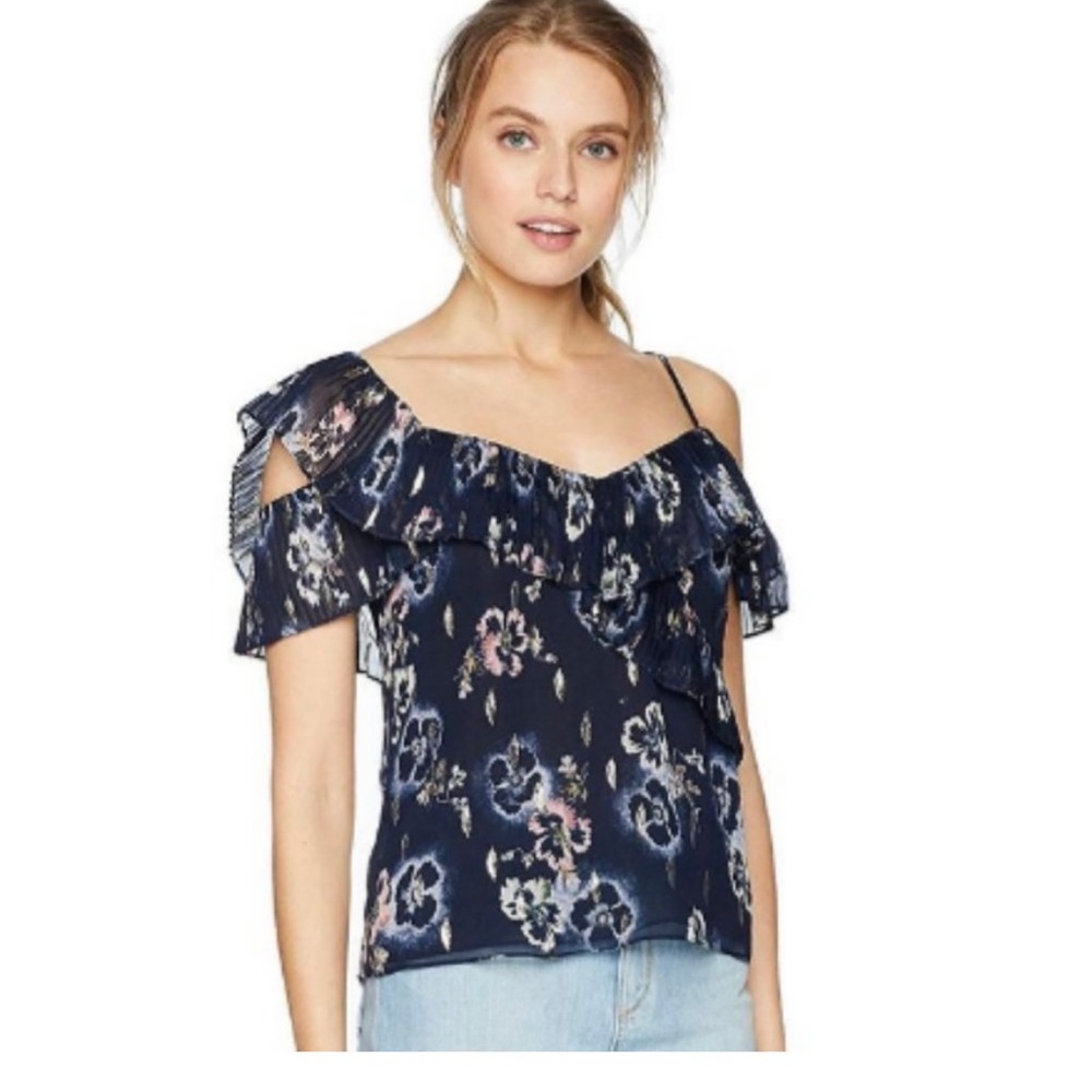 Rebecca Taylor floral posie crepe flutter sleeve blouse size 8